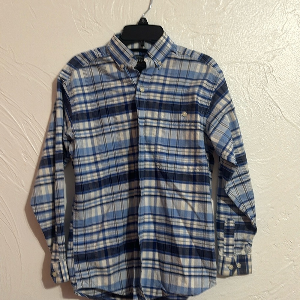 Boys western dress shirt. Blue plaid size 14